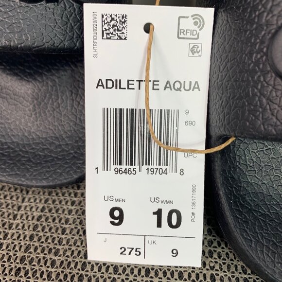 Adidas Adilette Aqua Slides Black Unisex US Men 9 US Women 10 Slip-On Footwear - Picture 4 of 6